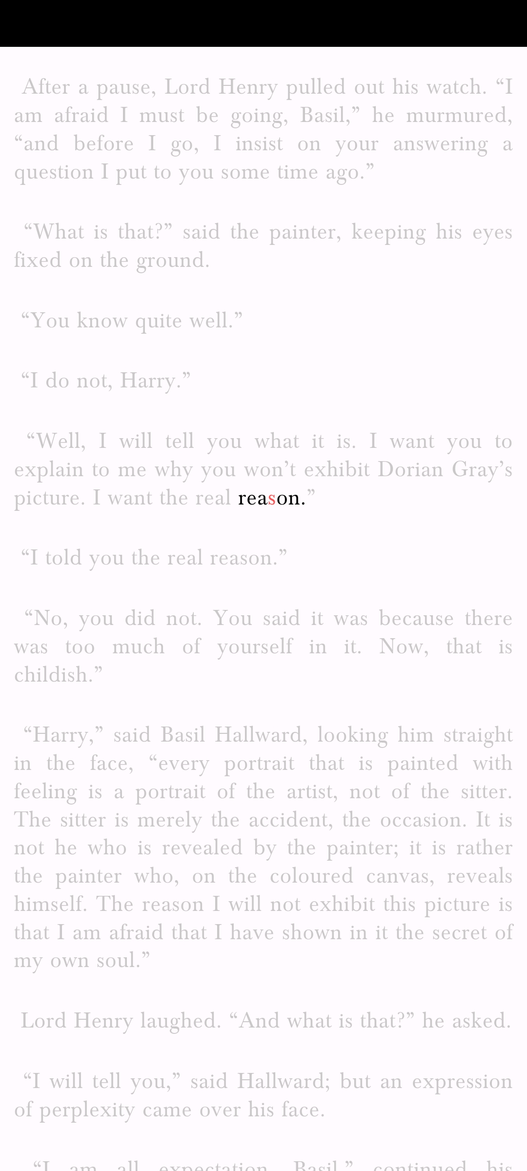 Speed reading screenshot